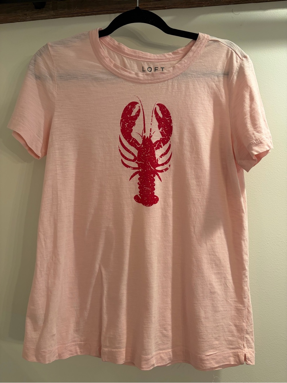 LOFT Pink Short-Sleeve Tee with Red Lobster Graphic